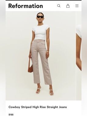 Reformation cowboy striped high rise straight jeans